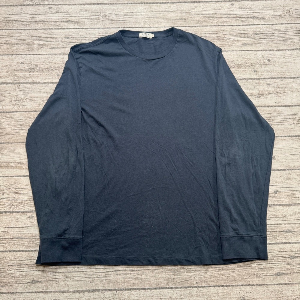 Y2K J.Crew T-Shirt Men's Large Navy Blue Broken-In Cotton Long Sleeve Streetwear